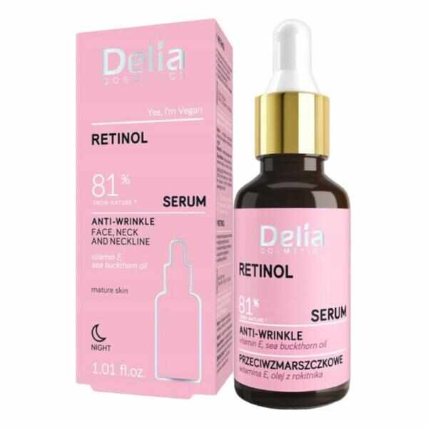 Ser Antirid cu Retinol pentru Fata si Decolteu, Delia Cosmetics, 30 ml