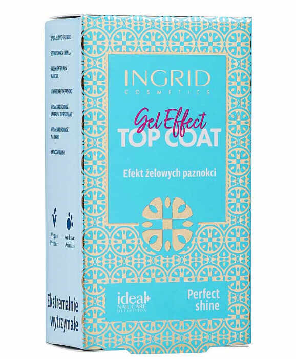 Lac de unghii pentru stralucire cu efect de gel Ingrid Gel Effect Top Coat, 7 ml