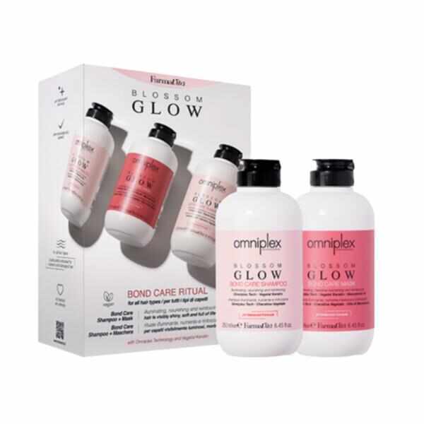 Set Sampon 250 ml + Masca 250 ml pentru toate tipurile de par, FarmaVita Omniplex Blossom Glow