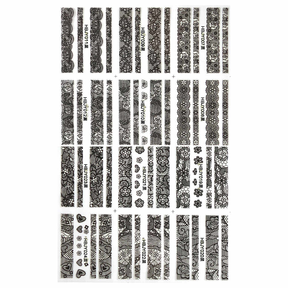 Set stickere A5 pentru decor unghii Lila Rossa, cu linii si forme, 12 buc, hbjy-011-020