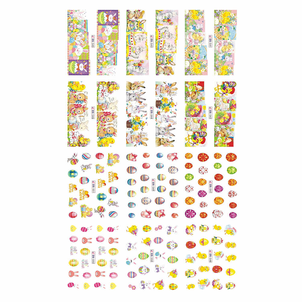 Set stickere pentru decor unghii Lila Rossa, pentru paste, 12 buc, bn-545-548