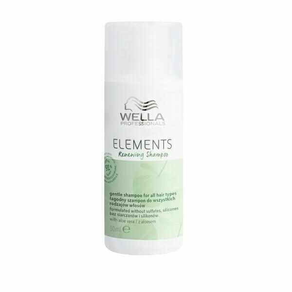 Sampon Vegan pentru Toate Tipurile de Par - Wella Professionals Elements Renewing Mini Shampoo, varianta 2023, 50 ml