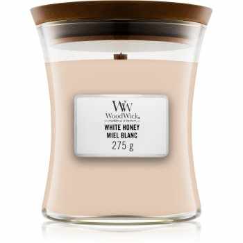 Woodwick White Honey Miel Blanc lumânare parfumată cu fitil din lemn