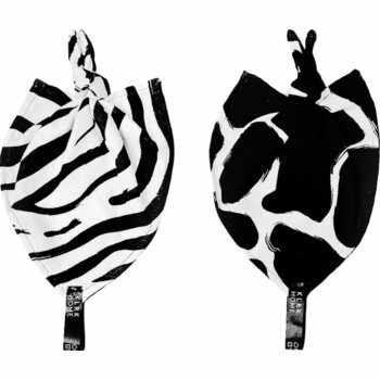 KLRK Home Wild B&W Zebra&Giraffe pătură mini cu nod