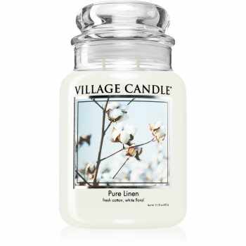 Village Candle Pure Linen lumânare parfumată (Glass Lid)