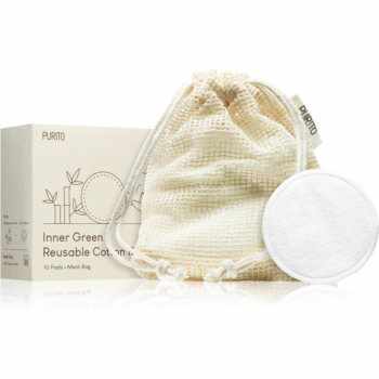 Purito Inner Green Reusable Cotton Rounds tampoane cosmetice pentru demachierea și curățarea tenului