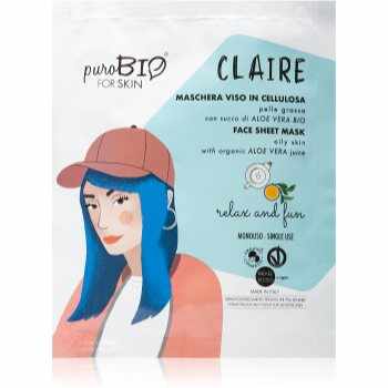 puroBIO Cosmetics Claire Relax and Fun masca de celule cu efect hidratant si linistitor cu aloe vera