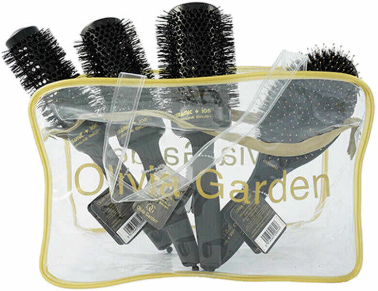 Olivia Garden Kit cu 4 perii profesionale de par Expert Blowout Shine Black