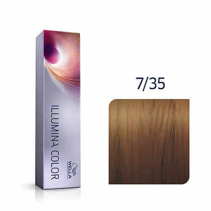 Wella Professionals Vopsea de par permanenta Illumina Color 7/35 blond mediu auriu mahon 60ml