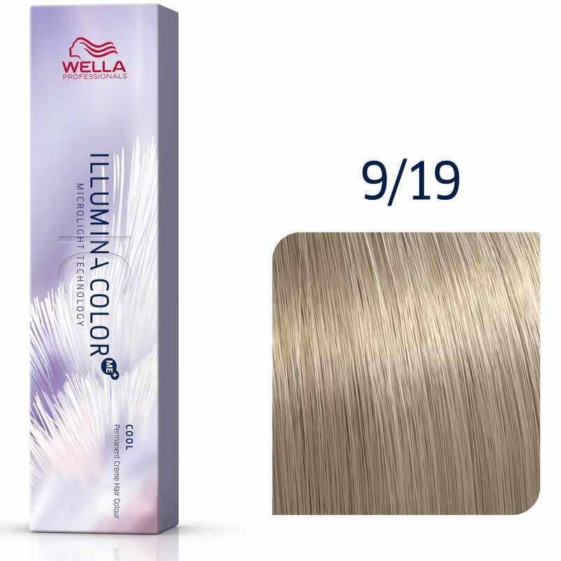 Wella Professionals Vopsea de par permanenta Illumina Color Me+ 9/19 blond luminos cenusiu albastru 60ml