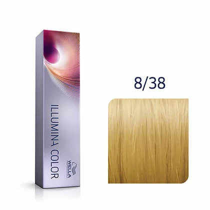 Wella Professionals Vopsea de par permanenta Illumina Color 8/38 blond deschis auriu albastru 60ml
