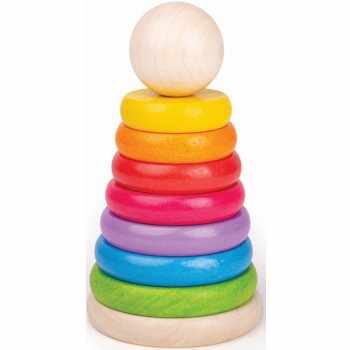 Bigjigs Toys First Rainbow Stacker inele inserabile din lemn