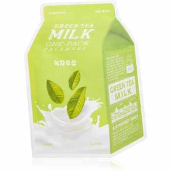 A’pieu One-Pack Milk Mask Green Tea mască textilă calmantă pentru ten gras și mixt