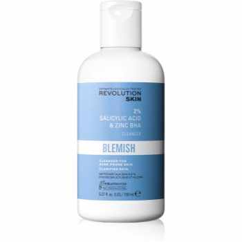 Revolution Skincare Blemish 2% Salicylic Acid & Zinc BHA gel exfoliant de curățare pentru ten acneic