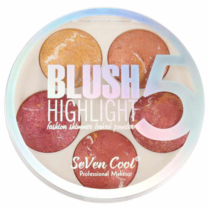 Paleta Profesionala Blushuri Iluminatoare, Seven Cool Blush 5 Color Highlighter Palette, 15 g