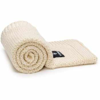 T-TOMI Knitted Blanket Cream pled împletit
