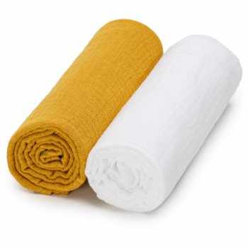 T-TOMI Muslin Diapers White + Mustard 