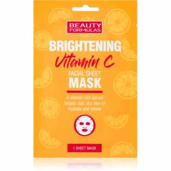 Beauty Formulas Vitamin C mască textilă iluminatoare cu vitamina C