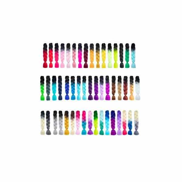 Extensii Colorate pentru Impletituri Bicolore Negru-Ciclam Lucy Style 2000, 1 buc
