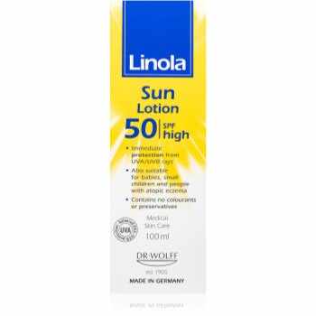 Linola Sun Lotion SPF50 crema pentru bronzat pentru piele uscata spre atopica