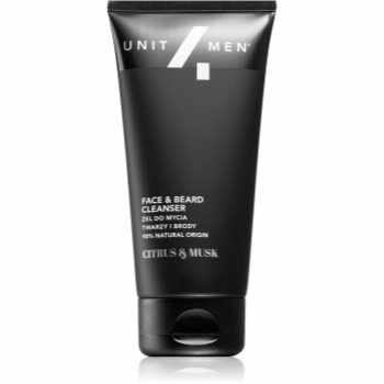 Unit4Men Face & Beard Cleanser Citrus&Musk gel de curățare pentru față și barbă