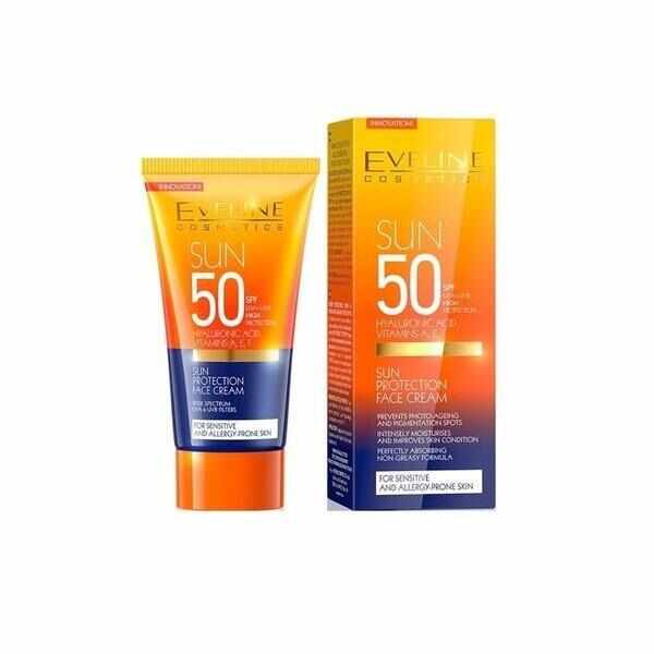 Crema de fata cu protectie solara, Eveline Cosmetics, SPF 50, 50 ml