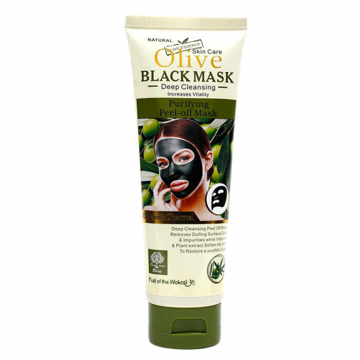 Masca de fata cu Carbune Activ, Masline si Vitamina E B, Efect Intinerire, Fruit of the Wokali Olive BLACK Mask, 130 ml