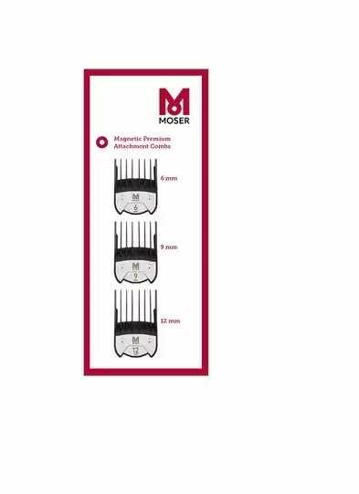 Set Gratare Moser Magnetic Set 3 buc (6 mm, 9 mm, 12 mm)