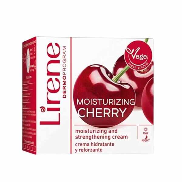 Crema Hidratanta si Fermitate de Zi/Noapte cu Cirese 20+ - Lirene Dermo Program Vege Moisturizing Cherry, 50 ml