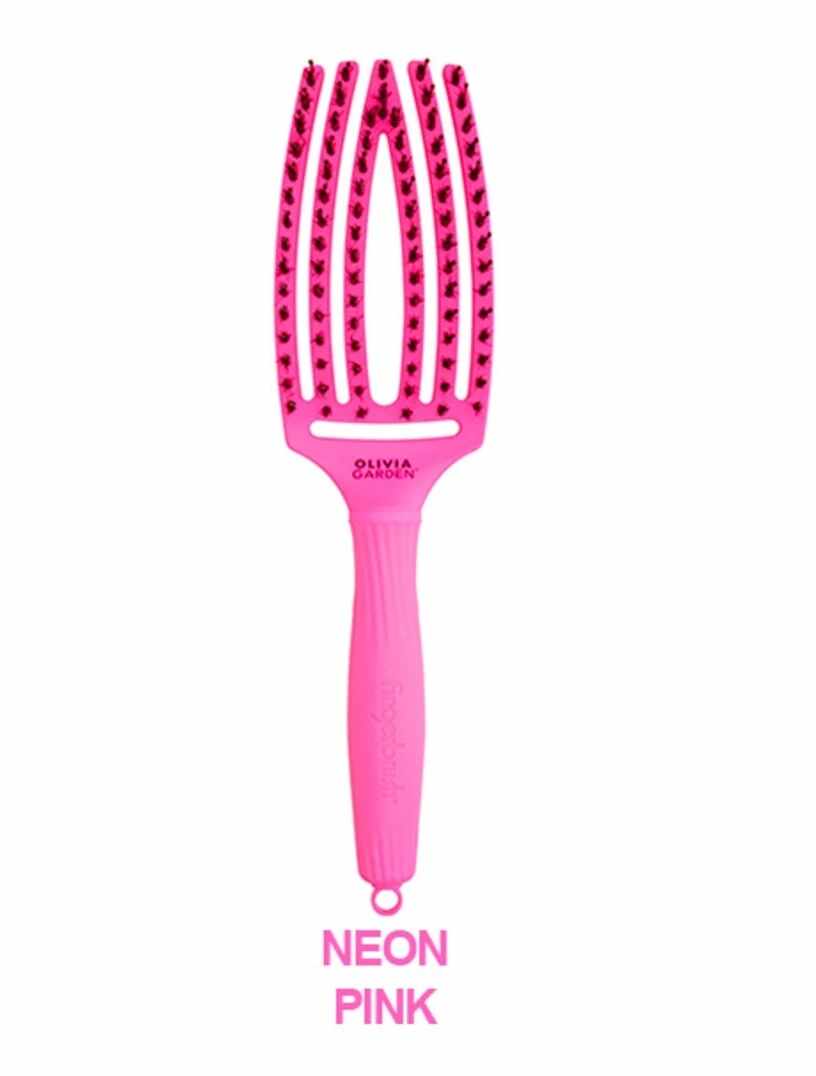 Perie de Par Curbata Olivia Garden Fingerbrush Thinkpink Neon Pink