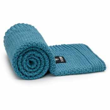 T-TOMI Knitted Blanket Petrol blue pled împletit