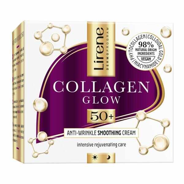 Crema anti-rid efect netezitor 50+, Collagene si Retinol Lirene Collagene Glow, 50ml