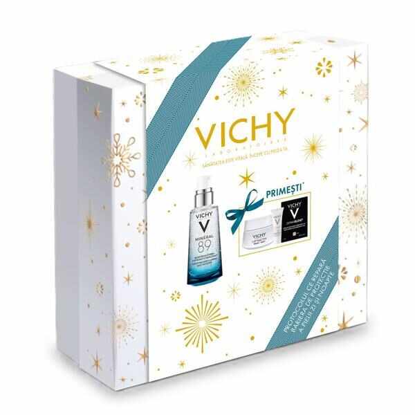Set cadou Vichy Gel Booster cu efect de hidratare, fortifiere si reumplere cu acid hialuronic Mineral 89, 50 ml