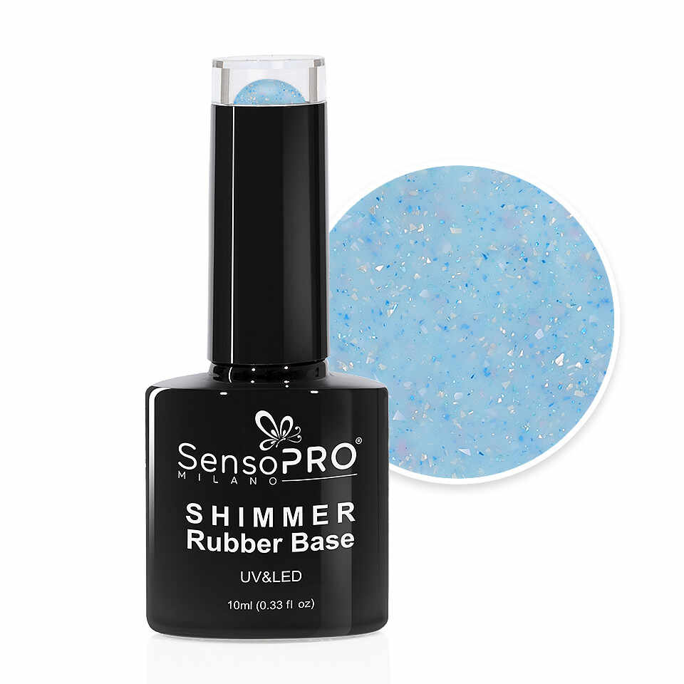 Shimmer Rubber Base SensoPRO Milano - #50 Azure Confetti, 10ml