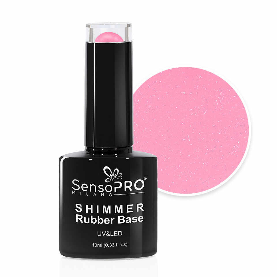 Shimmer Rubber Base SensoPRO Milano - #61 Pink Paradise, 10ml