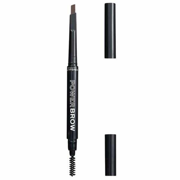 Creion pentru Sprancene cu Periuta - Makeup Revolution Relove Power Brow Pencil, nuanta Brown, 0,3 g