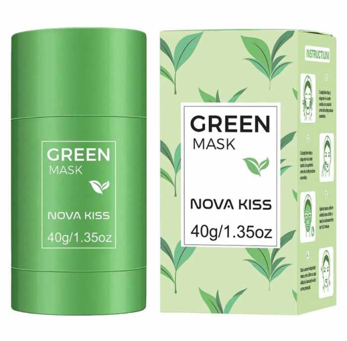 Masca stick NOVA KISS cu extract de Ceai Verde si Argila, impotriva Acneei, Excesului de Sebum, Anti Puncte Negre, 40 g
