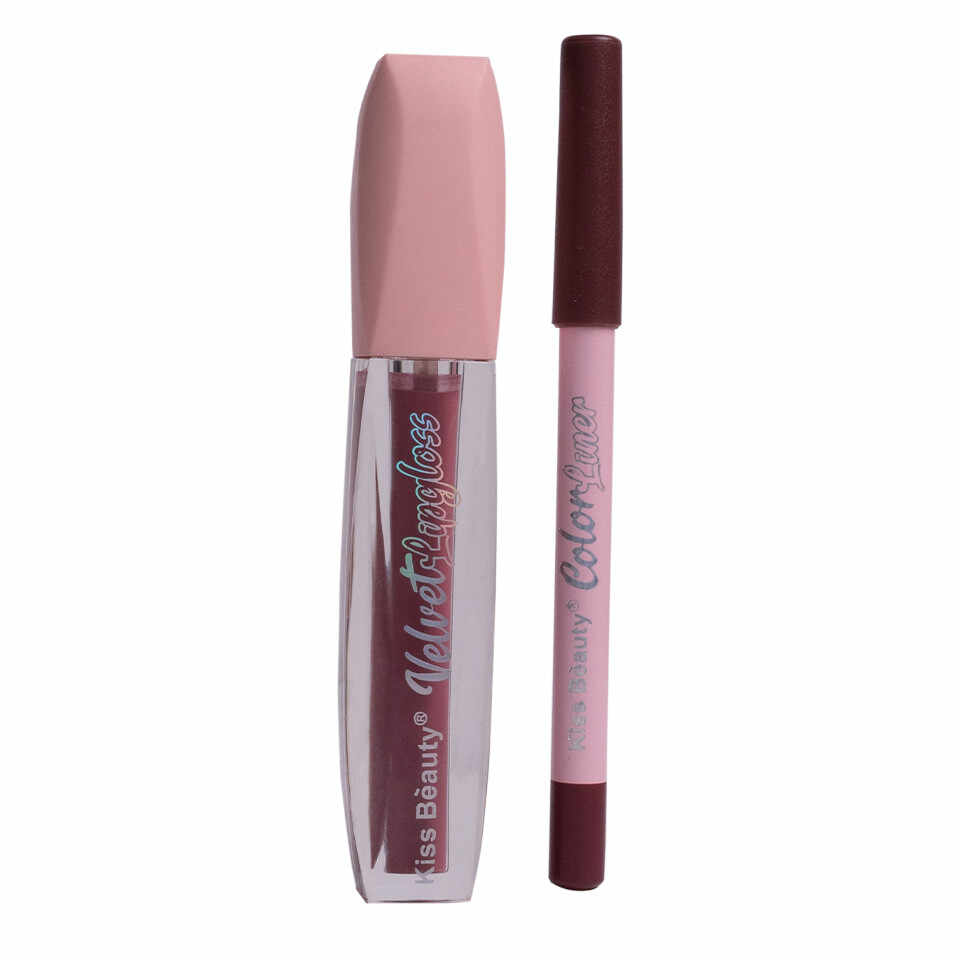 Set 2 in 1 Lip Gloss & Color Liner Kiss Beauty #06