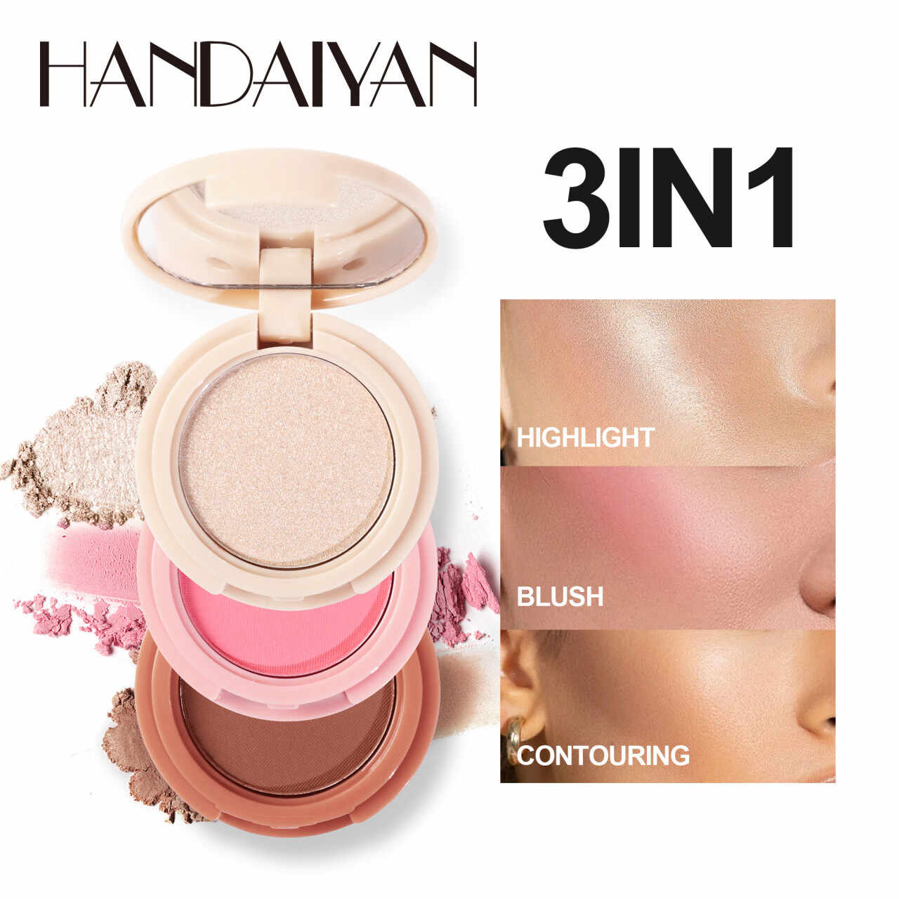 Set 3 in 1 Handaiyan Highlight & Blush & Contouring #03
