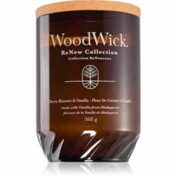 Woodwick Cherry Blossom & Vanilla lumânare parfumată cu fitil din lemn