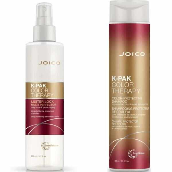 Set cadou Joico format din Sampon pentru păr vopsit K-Pak Color Therapy 300 ml si Spray Multiperfector Joico Luster Lock K-Pak Color Therapy 200ml