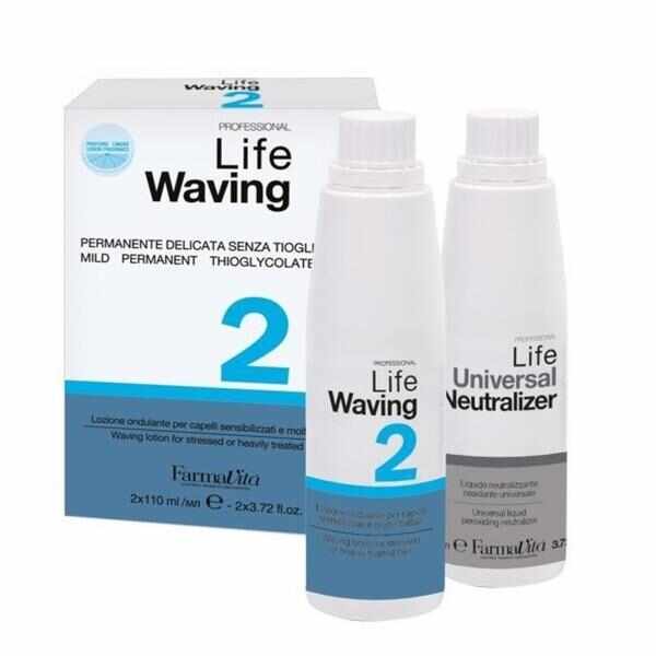 Kit Permanent 2 - Farmavita Life Waving 2 for Stressed or Heavily Treated Hair, 2 x 110 ml