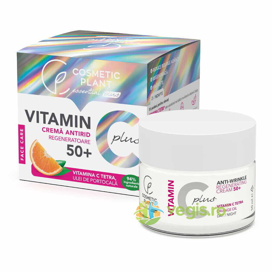 Vitamin C Plus Crema de Fata Antirid Regeneratoare 50+ cu Vitamina C Tetra si Ulei de Portocala 50ml