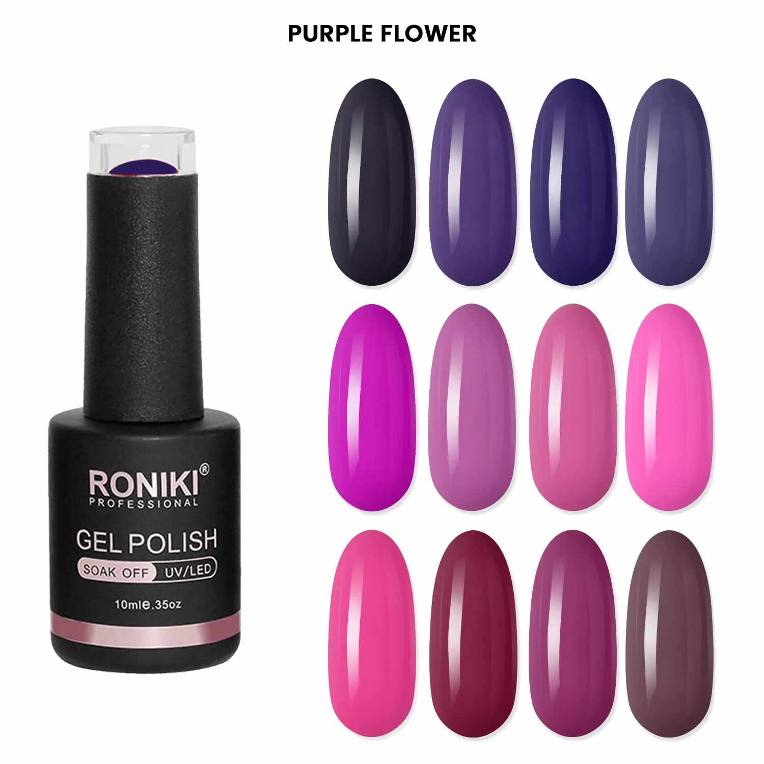 Set 12 Oje Semipermanente Roniki 10ml - Purple Flower