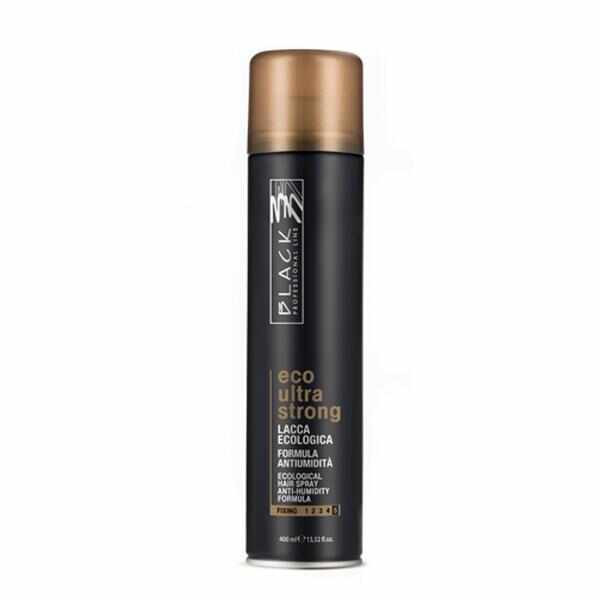 Spray fara Gaz Anti-Umiditate Putere 5 - Black Professional Line Ultra Strong No-Gas Anti-humidity Hairspray, 400ml