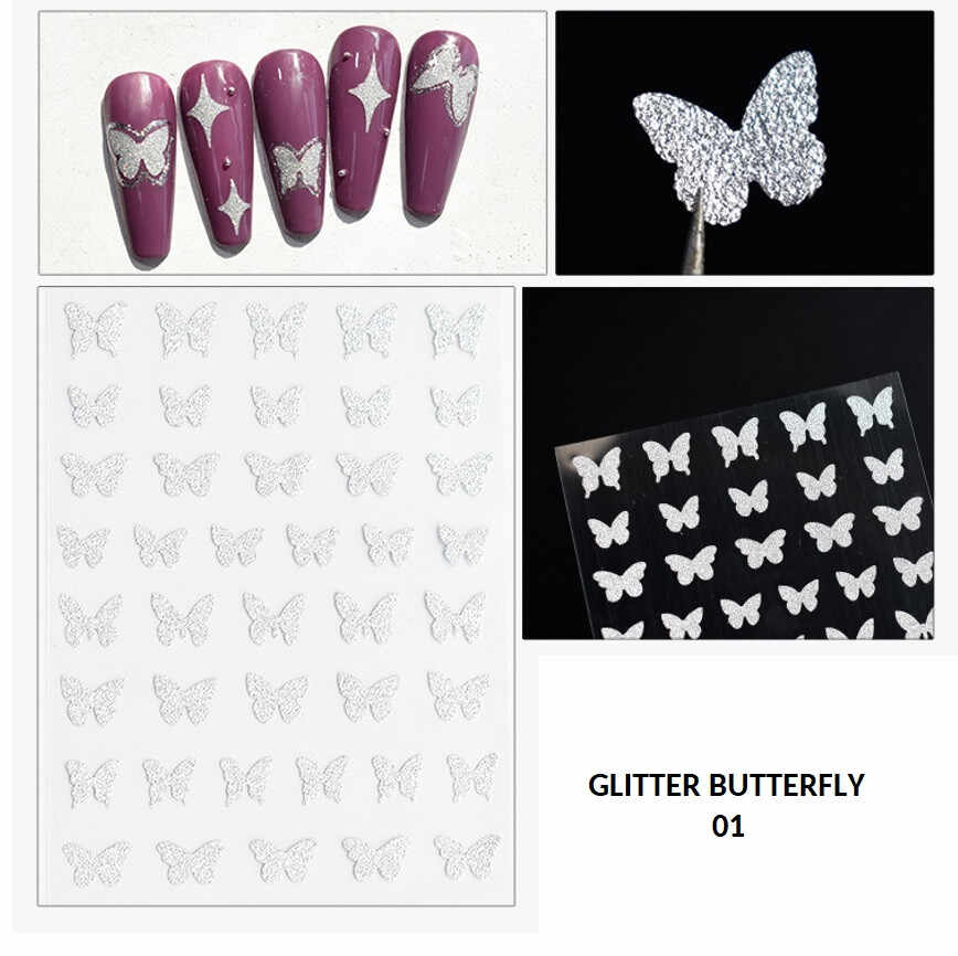 STICKER UNGHII - Glitter Butterfly 01
