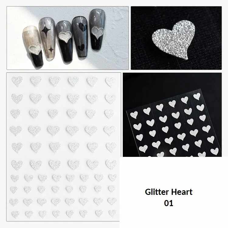 STICKER UNGHII - Glitter Heart 01