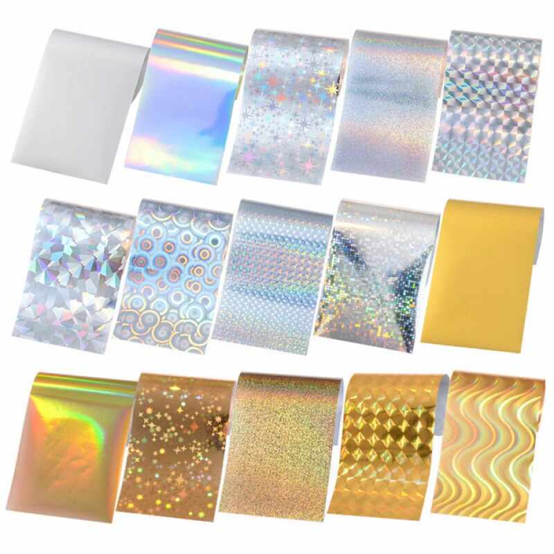 SET 15 FOLII TRANSGER HOLOGRAPHIC SILVER/GOLD 4 X 10CM. - FT-S15 - Everin.ro