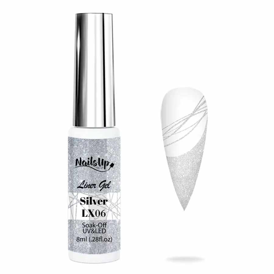Liner Gel , NailsUp, 8 ml LX06, Silver