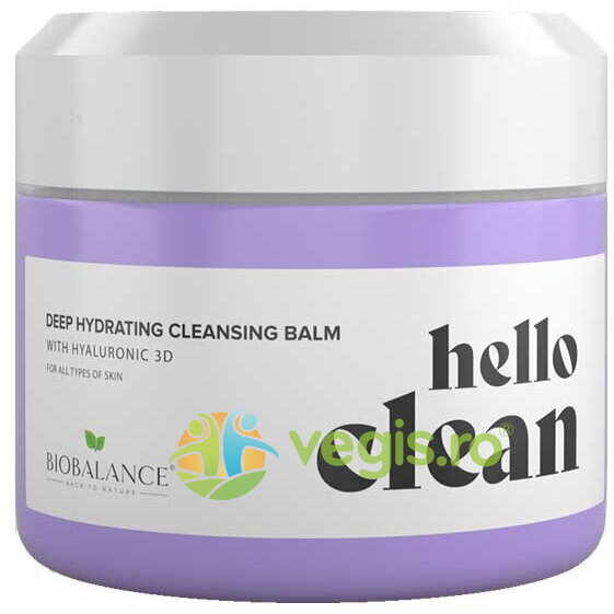Balsam de Curatare Faciala 3 in 1 pentru Ten Normal sau Uscat cu Acid Hialuronic Hello Clean 100ml